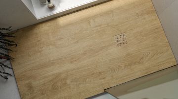 Receveur de douche en composite minérale sur mesure Slim Wood