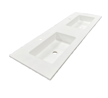 Composiet dubbele wastafel Solid 121x46cm Egaal Wit RAL9003