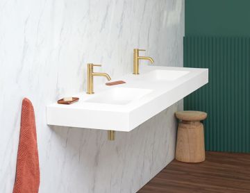 Solid Surface dubbele wastafel Cardiff Duo 120cm wit