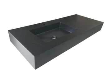 Composiet wastafel Solid 110x45cm Egaal Zwart RAL9005