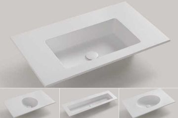 Solid Surface wastafel op maat Celine - tot 51cm diep