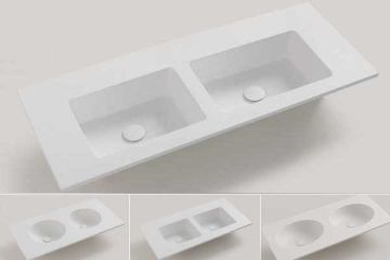 Solid Surface dubbele wastafel op maat  - Celine - tot 51cm diep