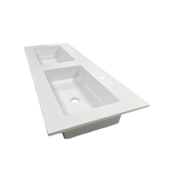 Composiet dubbele wastafel Solid 121x46cm Granito Wit RAL9003