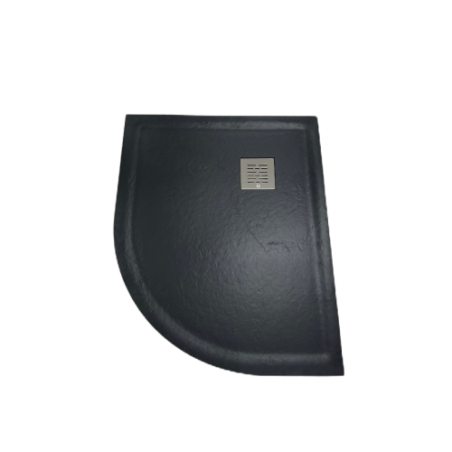 Composiet Douchebak Kwartrond met Rand Stone Eco 80x100cm Leisteen Antraciet RAL7024