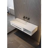 Solid Surface wastafel Faro 120x46 mat wit
