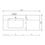 Composiet wastafel Solid 110x45cm Egaal Zwart RAL9005