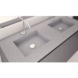 Composiet wastafel op maat Solid met dubbele waskom tot 60cm diep